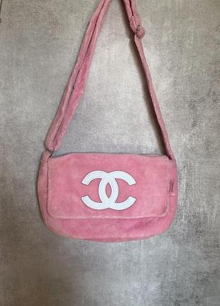 Сумка chanel precision vip novelty fuzzy logo crossbody shoulder bag pink