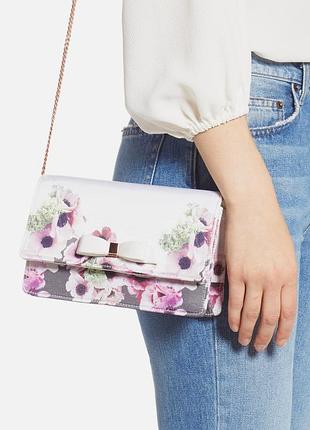Розкішна нарядна сумка ted baker оригінал, квітковий принт, преміум, клатч, на ланцюжку, крос боді