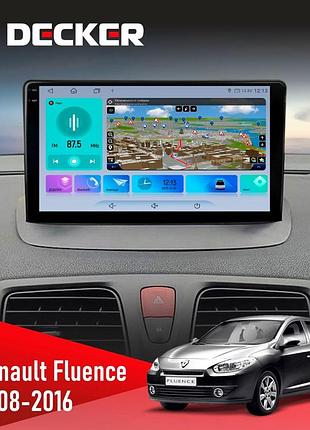 Штатна магнітола renault fluence 2009-2017 decker d9-009 4x64, dsp, 4g, 2k