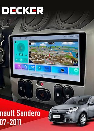 Штатна магнітола renault sandero 2007-2011 decker d9-009 4x64, dsp, 4g, 2k