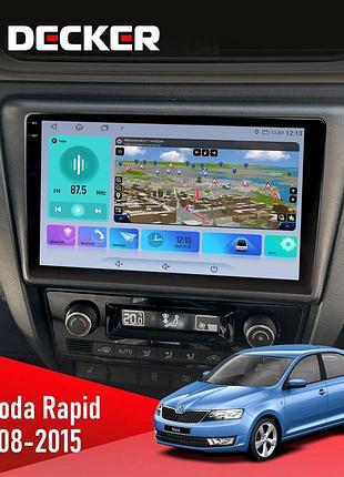 Штатна магнітола skoda rapid 2013-2018 decker d9-009 4x64, dsp, 4g, 2k