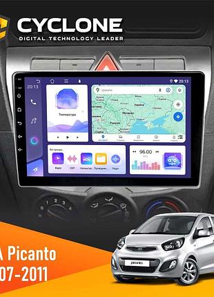 Штатна магнітола kia picanto 2007-2011 cyclone c9-011 4x64, dsp