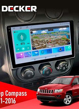 Штатна магнітола jeep compass, patriot 2011-2016 decker d10-009 4x64, dsp, 4g, 2k