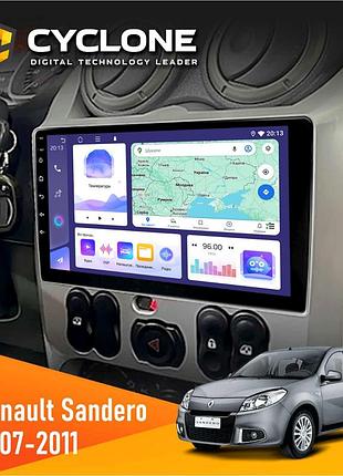 Штатна магнітола renault sandero 2007-2011 cyclone c9-011 4x64, dsp