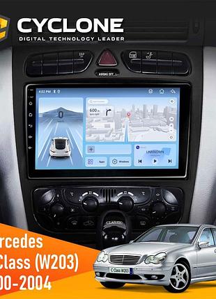 Штатна магнітола mercedes-benz c-class (w203) 2000-2004 cyclone c9-012 4x64 dsp 4g