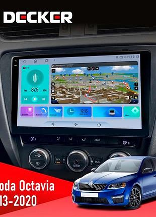 Штатна магнітола skoda octavia a7 2013-2020 decker d10-009 4x64, dsp, 4g, 2k