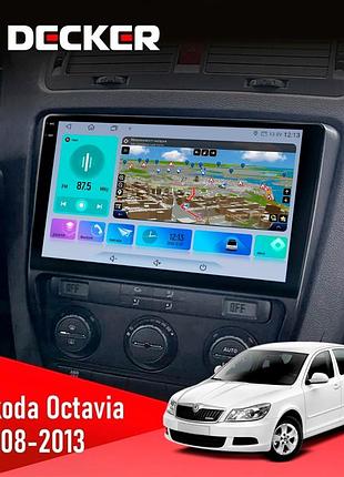 Штатна магнітола skoda octavia a5 2008-2013 black decker d10-009 4x64, dsp, 4g, 2k