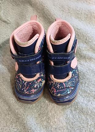 Детские зимние термочобитки skechers s-lights (с огоньками), р. 23 (стелька 13 см)