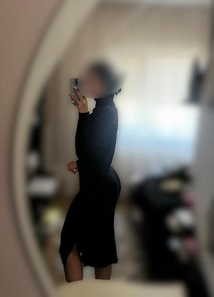 Тепла чорна сукня 🖤 з високою горловиною | one size
