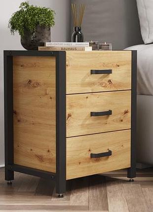 Тумба універсальна ferrum-decor вів'єн 3 50x41x40 чорний дсп дуб артизан 16 мм (frd-106870)