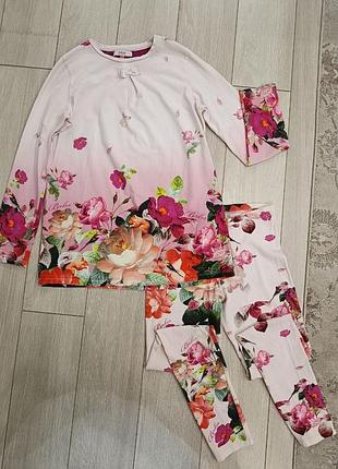Піжамний комплект бренду ted baker для дівчинки 12-13 років із фірмовим квітковим принтом