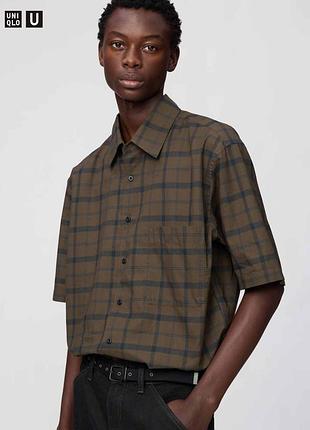 Рубашка в клетку uniqlo с короткими рукавами