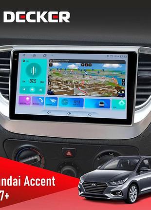 Штатна магнітола hyundai accent 2017 decker d9-009 4x64, dsp, 4g, 2k