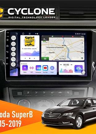 Штатна магнітола skoda superb 2015-2019 cyclone c10-011 4x64, dsp