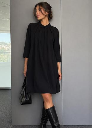 Чорна мінімалістична сукня cos оригінал прямого крою shift dress з комірцем. розмір s