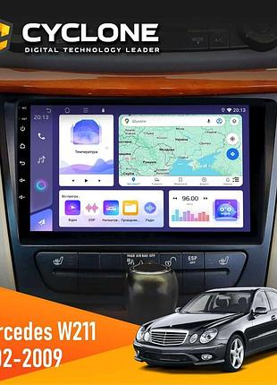 Штатна магнітола mercedes-benz e-class (w211) 2002-2009 amp cyclone c9-011 4x64, dsp