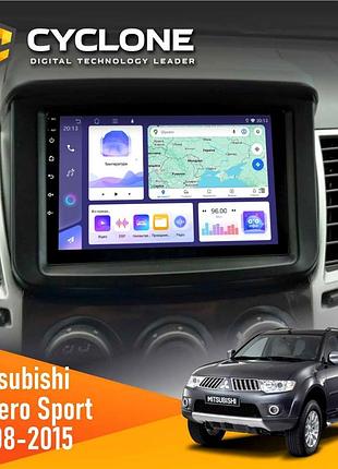 Штатна магнітола mitsubishi pajero sport 2008-2015 cyclone c9-011 4x64, dsp