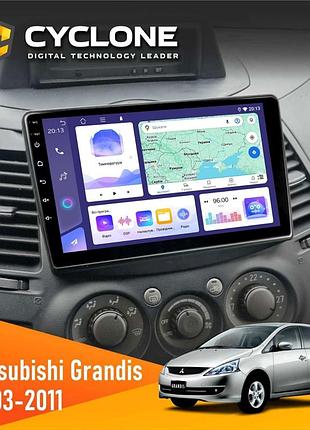 Штатна магнітола mitsubishi grandis 2003-2011 cyclone c9-011 4x64, dsp