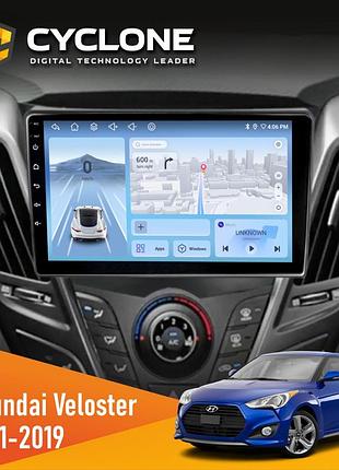 Штатна магнітола hyundai veloster 2011-2019 cyclone c9-012 4x64 dsp 4g
