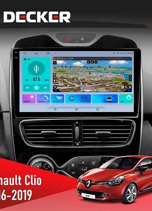 Штатна магнітола renault clio 2016-2019 decker d10-009 4x64, dsp, 4g, 2k