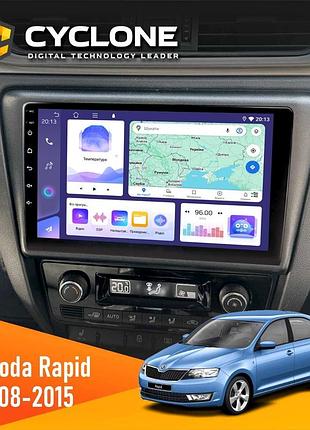 Штатна магнітола skoda rapid 2013-2018 cyclone c9-011 4x64, dsp