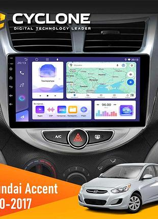 Штатна магнітола hyundai accent 2010-2017 cyclone c9-011 4x64, dsp