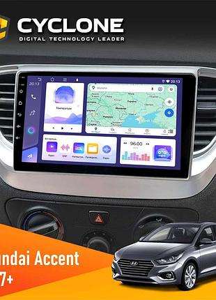 Штатна магнітола hyundai accent 2017 cyclone c9-011 4x64, dsp