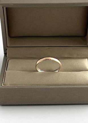 Обручальное кольцо из серебра из золотой напайкой европейка без камней