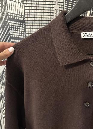 Стильний светр поло жіночій zara коричневий джемпер zara кофта шоколадного кольору зара