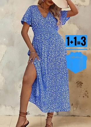 Сукня в квітковий принт на резинці shein xl вискоза