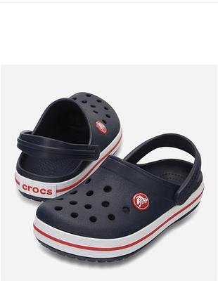 Дитячі крокси-сабо для хлопчика crocs (c 12) р 29-30 уст.18,5-19,5 см темно-сині з червоним