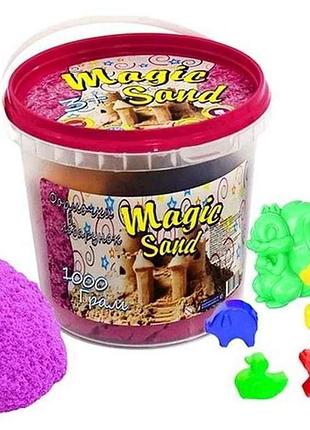 Кинетический песок magic sand в ведре 1кг розовый тм strateg