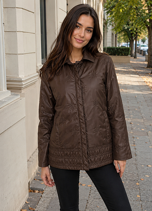 Р. 42-44/xs-s женская коричневая демисезонная куртка
