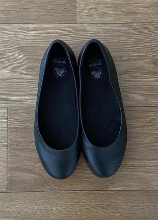 Шкіряні балетки crocs work shoes оригінал, черные кожаные балетки крокс, розмір 37.5-38 (us 7.5)