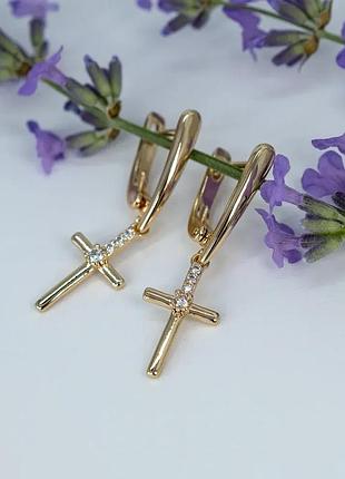 Серьги dgs из медицинского золота, позолота 18к, фианиты