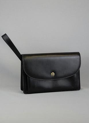 Сумка клатч aigner черная кожаная италия оригинал furla coccinelle picard piquadro coach