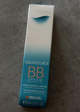 Bb-крем для обличчя biotherm aquasource bb cream spf 15, medium to gold, 30 мл