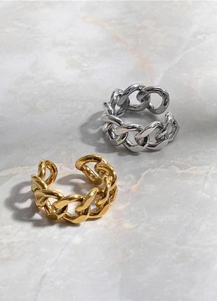 Тренд кольцо позолота 14к колечко цепь