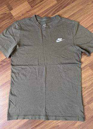Чоловіча жіноча котонова футболка nike кольору хакі, розмір xs, m