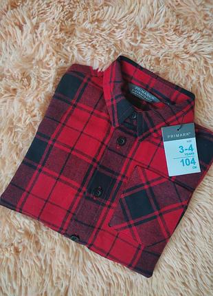 Фланелевая рубашка в клетку primark 104 р.