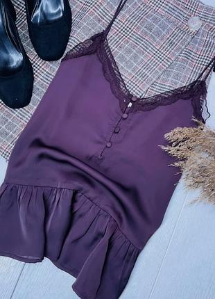 Новий літній топ h&m s топ в білизняному стилі бордовий топ на ґудзиках з рюшами та мереживом