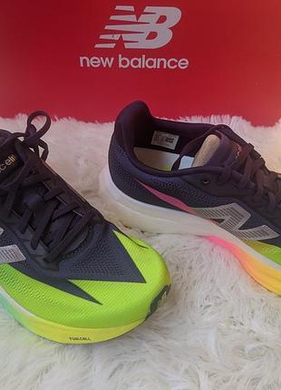 Кроссовки new balance fuelcell supercomp elite v5 сине-салатового цвета, размер 36,5, ткань/сетка/синтетика 3