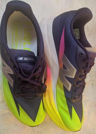 Кроссовки new balance fuelcell supercomp elite v5 сине-салатового цвета, размер 36,5, ткань/сетка/синтетика 4