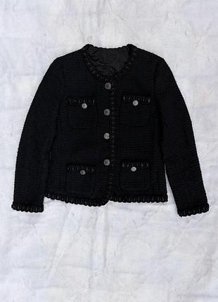 Пиджак chanel la petite veste noire жакет куртка шерстяной