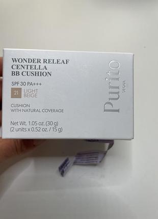 Кушон purito wonder releaf centella bb cushion в оттенке 21 light beige