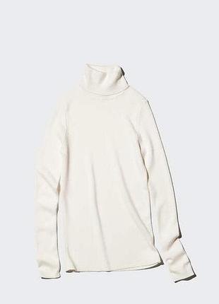 Джемпер uniqlo водолазка 100% меринос, xxl, білий, новий