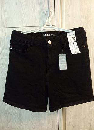 Новые черные джинсовые шорты george miley high waisted mom, размер uk 14 (наш 48-50)