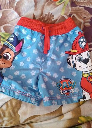 Яркие пляжные купальные шорты плавки щенячий патруль paw patrol george на 2-3 года (рост 92-98 см)
