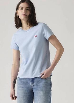 Футболка бавовняна жіноча levi`s perfect tee 39185-0398 l блакитна