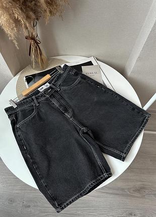 Щільні графітові джинсові шорти чорні baggy fbsn